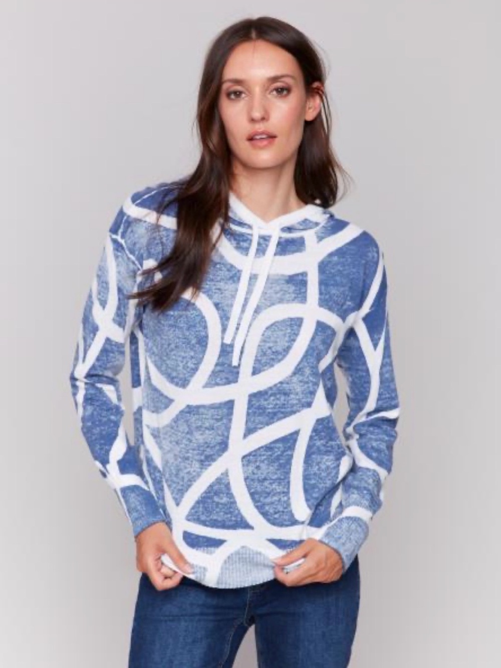 CharlieB Women’s 100 % Cotton Hoodie in Denim -SZ XL